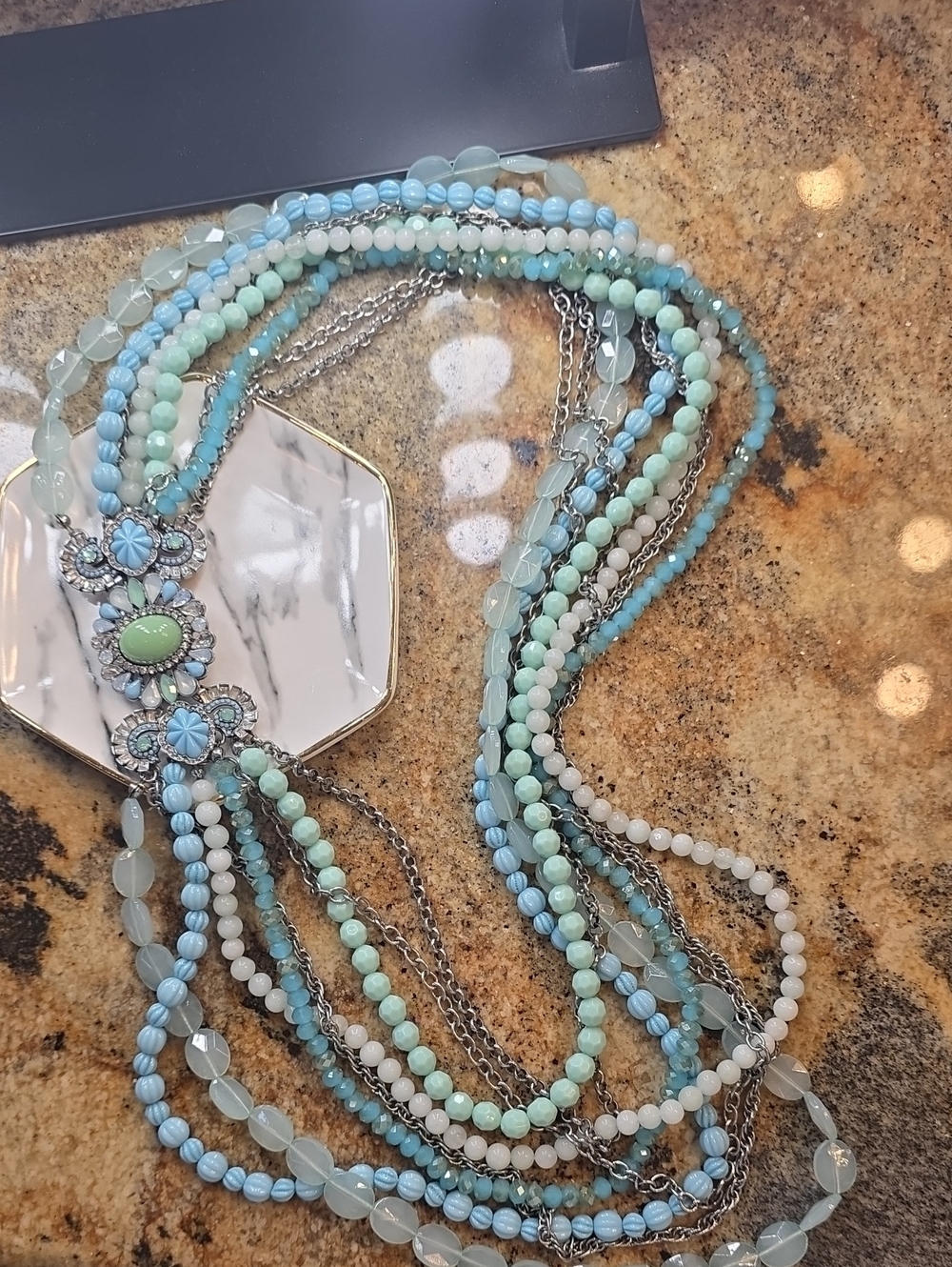 Chloe + Isabel Turquouse Blue and Mint Multi-Strand Beaded Necklace